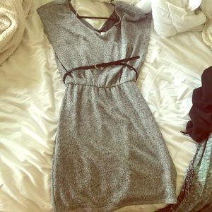 Sleeveless sparkly silver dress
